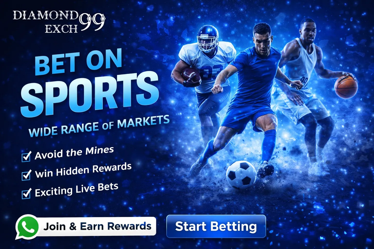 Diamond Exchange 999 website interface displaying sports markets and exchange dashboard